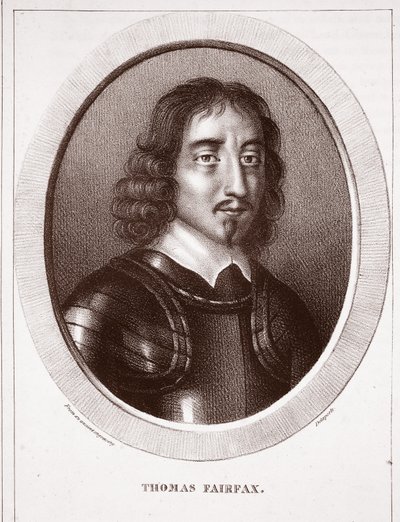 Thomas Fairfax, przypisywany Delaporte, ryty przez de Ducarme autorstwa English School