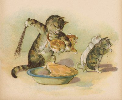 Trzy małe kocięta zgubiły rękawiczki (chromolitho) autorstwa English School