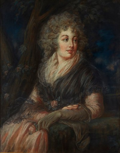 Portret damy w XVIII-wiecznej sukni (pastel) autorstwa English School