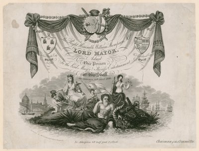 Bilet wstępu do Lord Mayors Entertainment 10 listopada 1828 r. autorstwa English School
