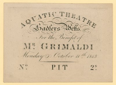 Bilet do Teatru Wodnego na rzecz pana Grimaldiego, 11 października 1813 autorstwa English School