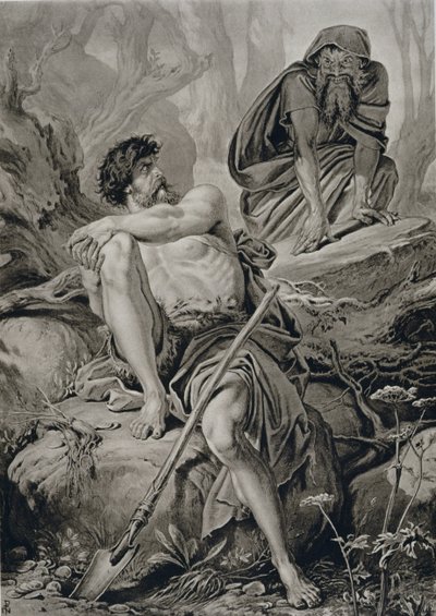 Timon i Apemantus, od Timona z Aten autorstwa Williama Szekspira (1564-1616) autorstwa English School