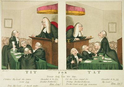 Tit for Tat, czyli każdy pies ma swój dzień, wyd. Thomas McLean, Londyn, 1827 autorstwa English School