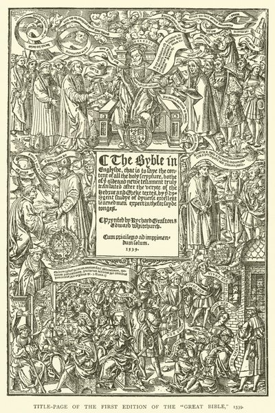 Strona tytułowa pierwszego wydania Wielkiej Biblii, 1539 autorstwa English School