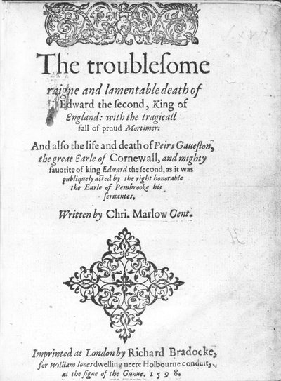 Strona tytułowa dla Edwarda II autorstwa Christophera Marlowe