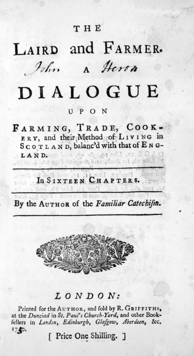 Strona tytułowa dla dziedzica i rolnika autora znajomego katechizmu, wydana w 1750 r. autorstwa English School