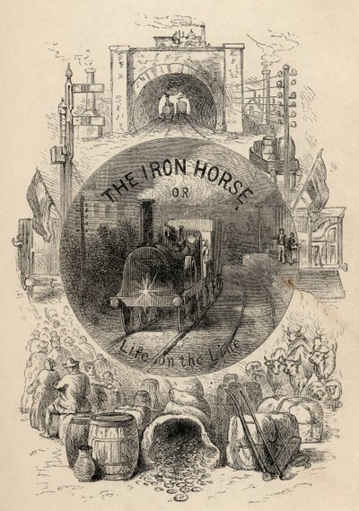 Strona tytułowa The Iron Horse or Life on the Line autorstwa R.M. Ballantyne, opublikowane 1884 autorstwa English School