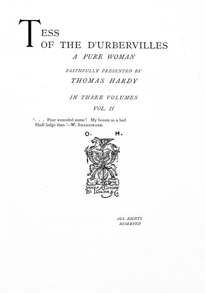 Strona tytułowa do „Tess of the D