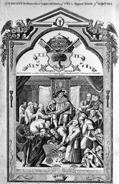 Strona tytułowa, The Popes Arms z Nowej i kompletnej Księgi męczenników, Paul Wright autorstwa English School