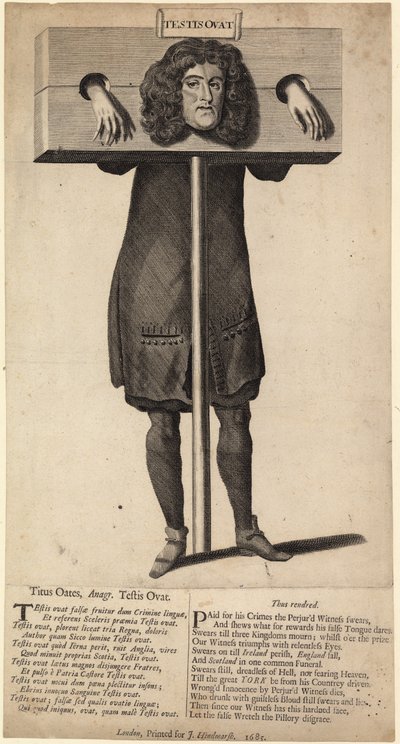 Titus Oates pod pręgierzem, wyd. 1685 autorstwa English School