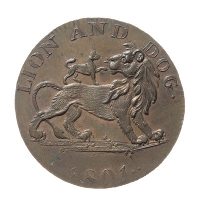 Token dla Menażerii Pidcocka, Exeter Change, The Strand, Londyn autorstwa English School