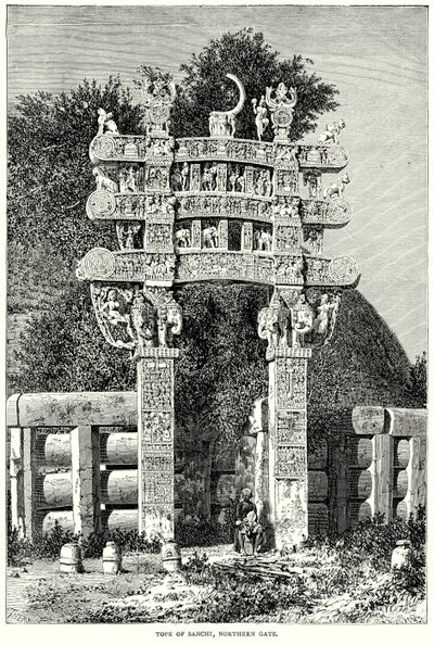 Tope w Sanchi, Brama Północna (rycina) autorstwa English School