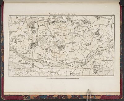 „Mapa topograficzna Wielkiej Drogi z Londynu do Bath i Bristolu, z zaznaczeniem trzech mil z każdej strony...” autorstwa English School