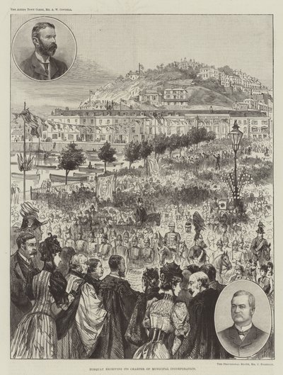 Torquay otrzymujący akt założycielski gminy (grawerunek) autorstwa English School