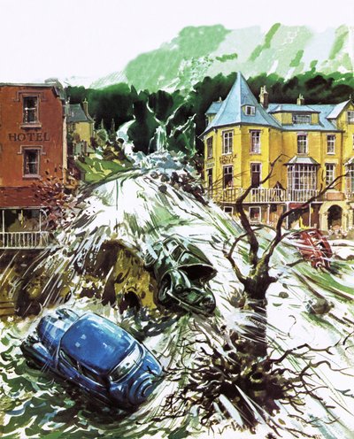 Potok terroru w Lynmouth, Devon, sierpień 1952 autorstwa English School