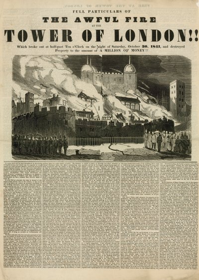 Pożar Tower of London, 1841 autorstwa English School