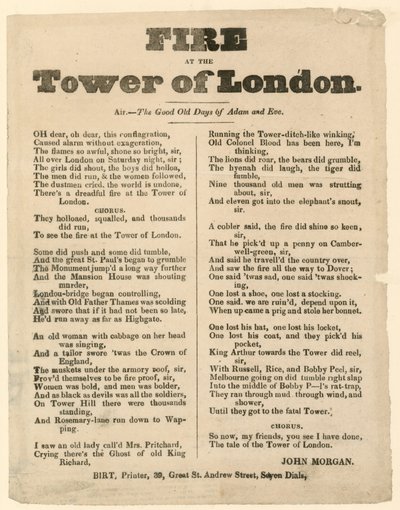 Pożar Tower of London, 1841 autorstwa English School