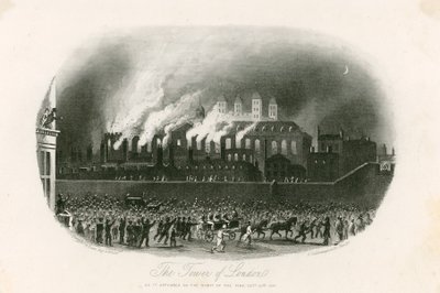 Pożar Tower of London, 1841 autorstwa English School