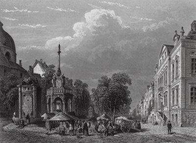 Ratusz i rynek, Liege (rycina) autorstwa English School