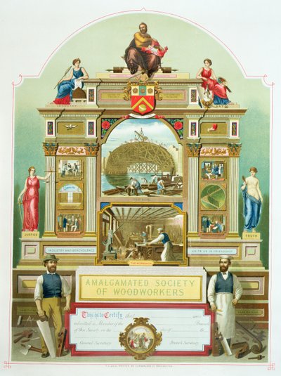 Znak handlowy Połączonego Towarzystwa Stolarzy, 1860 autorstwa English School