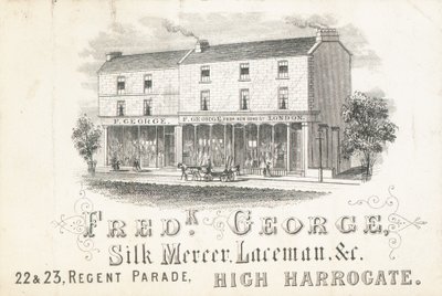 Karta handlowa, Frederick George, jedwabny mercer i koronnik autorstwa English School