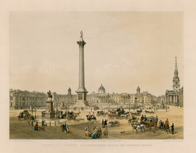 Trafalgar Square z Galerią Narodową i kościołem św. Marcina autorstwa English School