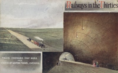 Przejazd kolejowy Chat Moss i wnętrze tunelu Wapping, Liverpool autorstwa English School