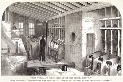 Tread-Wheel i Oakum-Shed w City Prison, Holloway, z The Criminal Prisons of London i Scenes of Prison Life autorstwa Henry