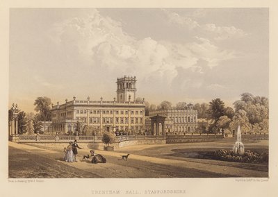 Trentham Hall, Staffordshire (akwatinta) autorstwa English School