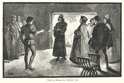 Próba przez mękę, rozpalone do czerwoności żelazo (grawerunek) autorstwa English School