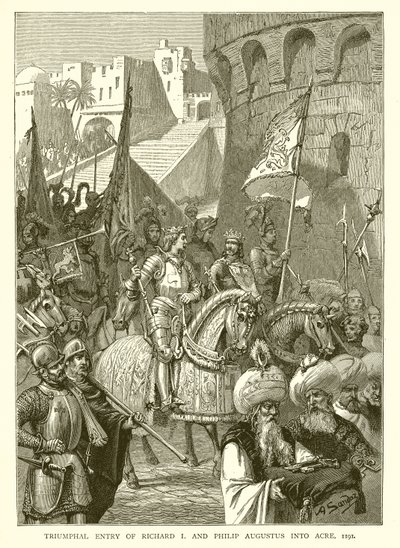 Triumfalny wjazd Ryszarda I i Filipa Augusta do Akki, 1191 autorstwa English School