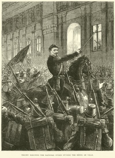 Trochu gromadzący Gwardię Narodową przed Hotel de Ville, październik 1870 r. autorstwa English School
