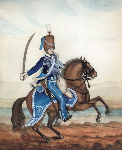 18-ojo husarų kariškis, apie 1815 m. (wc ant popieriaus)poli autorstwa English School