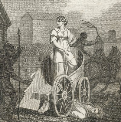Tullia jadąca nad martwym ciałem ojca (grawerunek) autorstwa English School