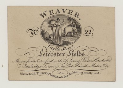 Turner, Tkacz, karta handlowa autorstwa English School