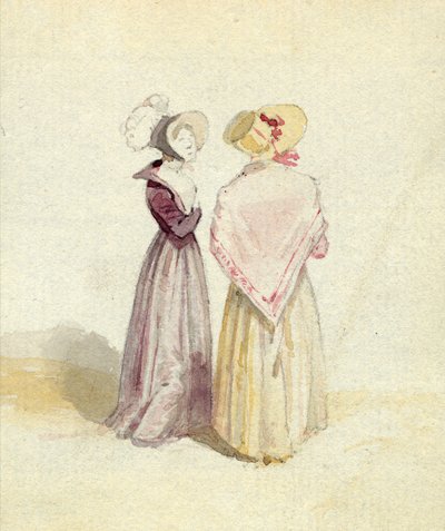 Dwie kobiety w czepkach, ok. 1825 (wc na papierze) autorstwa English School