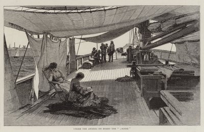 Pod markizą na pokładzie „Undine” (grawerunek) autorstwa English School