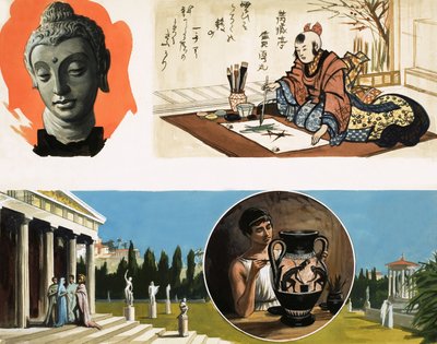 Niezidentyfikowany montaż o starożytnych artefaktach autorstwa English School