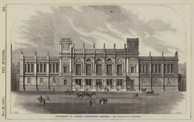 Uniwersytet Londyński, Burlington Gardens, Pan Pennethorne, Architekt (Grawerowanie) autorstwa English School