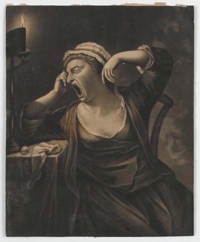 Bez tytułu (kobieta ziewa), ok. 1780 (mezzotinta) autorstwa English School