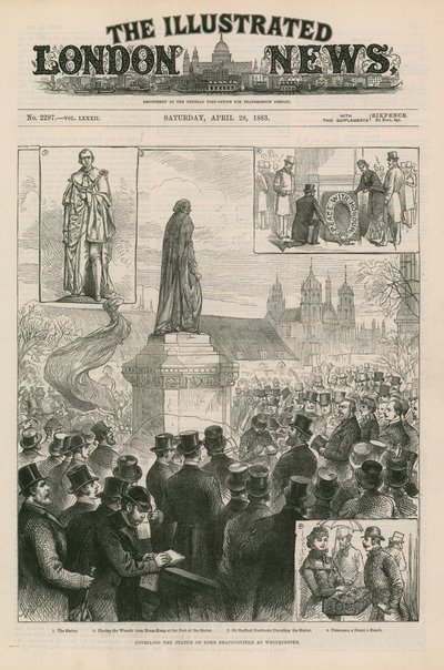 Odsłonięcie posągu Lorda Beaconsfielda w Westminster autorstwa English School