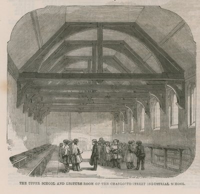 Szkoła średnia i sala wykładowa Szkoły Przemysłowej Charlotte Street autorstwa English School