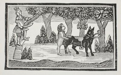 Valentine i Orson, ilustracja z książki rozdziałów XVIII wieku autorstwa Johna Ashtona, wyd. 1882 autorstwa English School