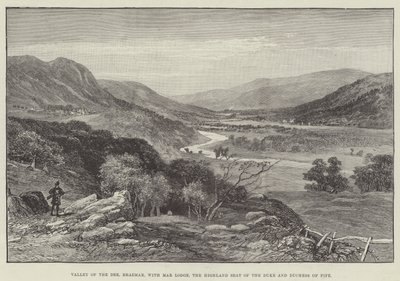 Valley of the Dee, Braemar, z Mar Lodge, góralską siedzibą księcia i księżnej Fife (rycina) autorstwa English School