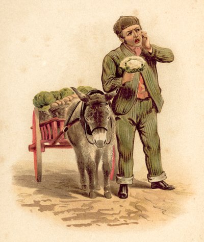 Sprzedawca warzyw (chromolitho) autorstwa English School