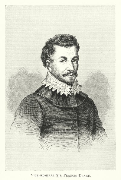 Wiceadmirał Sir Francis Drake (grafika) autorstwa English School
