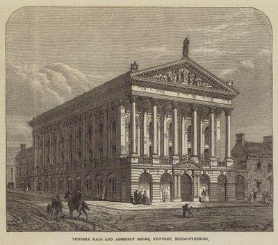 Victoria Hall and Assembly Rooms, Newport, Monmouthshire (grawerowanie) autorstwa English School