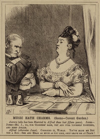 Para wiktoriańska w Covent Garden Opera House, Londyn (grafika) autorstwa English School
