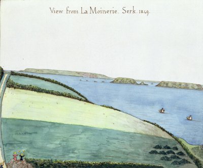 Widok z la Moinerie, Serk, 1849 (wc na papierze) autorstwa English School