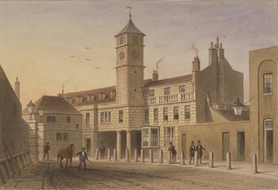 Widok Bridge House w Bridge Yard, Tooley Street, 1846 (wc na papierze) autorstwa English School